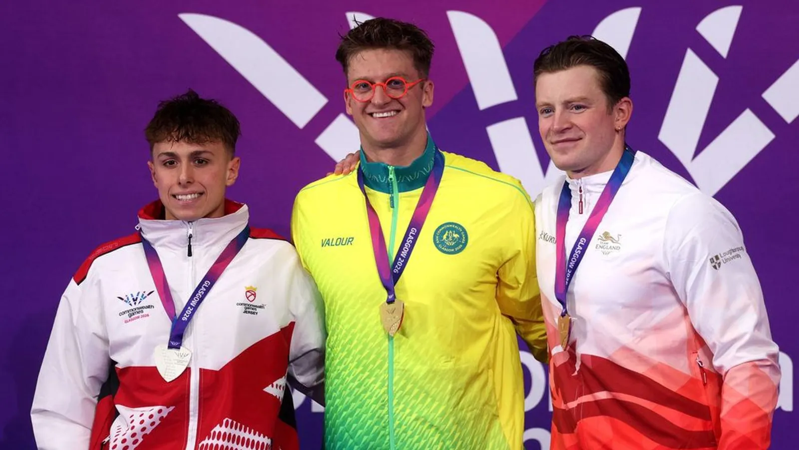 Sam Williamson of Australia gets the men's 100m breaststroke gold medal