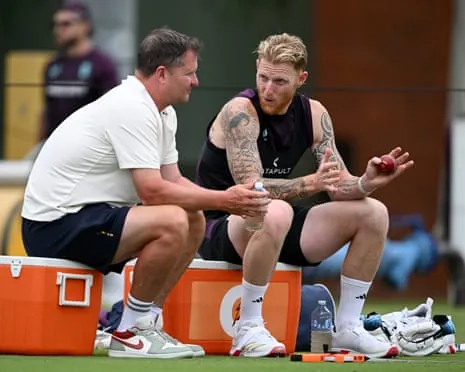 Ben Stokes speaks with England’s director of men’s cricket Rob Key