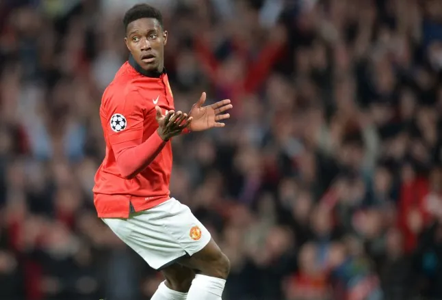 Manchester United's English striker Danny Welbeck reacts during the UEFA Champions League quarter-final first leg football match between Manchester United and Bayern Munich at Old Trafford in Manchester, England on April 1, 2014. The match ended in a 1-1 draw. AFP PHOTO / CHRISTOF STACHE (Photo credit should read CHRISTOF STACHE/AFP/Getty Images)