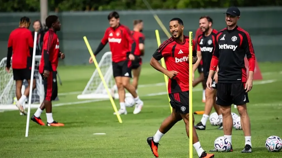 Manchester United midfielder Youri Tielemans (front) at the week-long training camp in Maynooth, Republic of Ireland