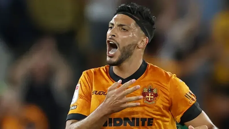 Raul Jimenez celebrates his penaltty for Wolves v Blackburn